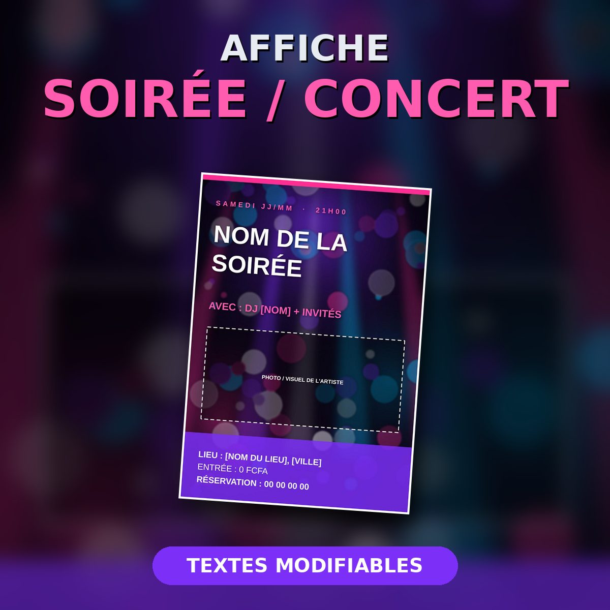 Affiche événement modifiables : soirée