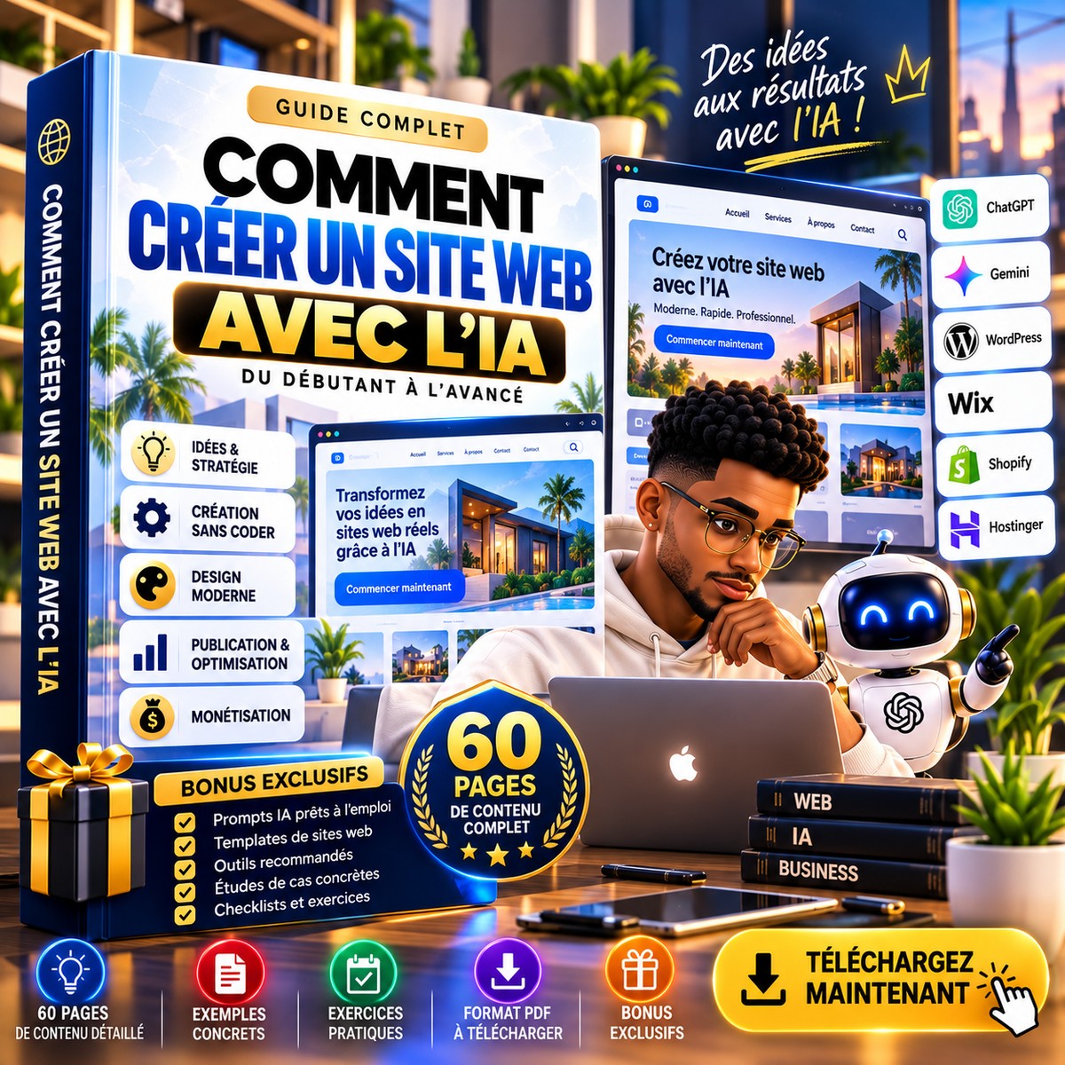 COMMENT CRÉER UN SITE WEB AVEC L’IA — GUIDE COMPLET DU DÉBUTANT À L’AVANCÉ